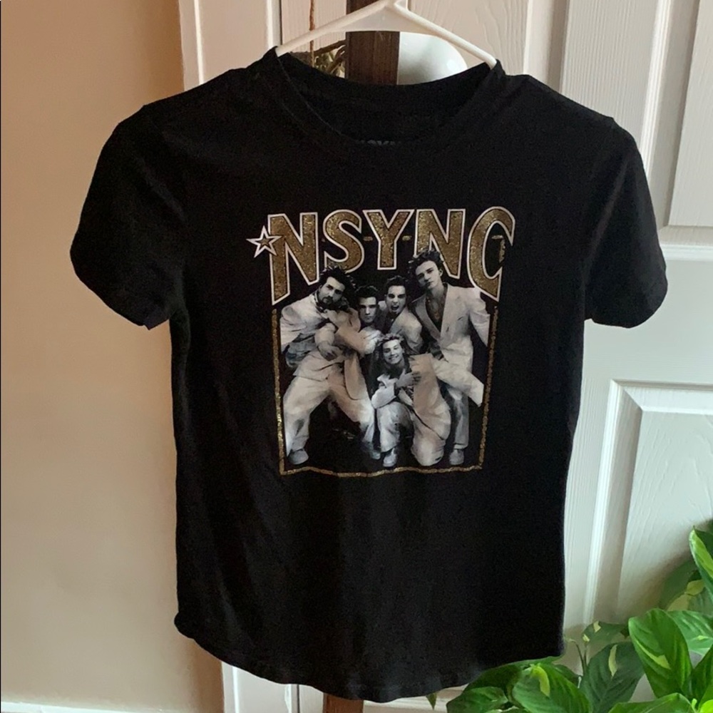 XS Black With Gold Glitter NSYNC Shirt